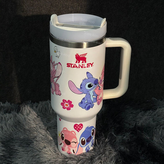40oz Stitch & Angel in love Stainless Steel Vacuum Insulated Tumbler 🚢Free Shipping🚢